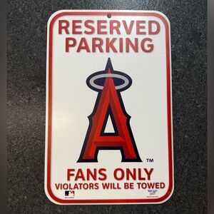 Angels Reserved Parking Sign with Red Lettering